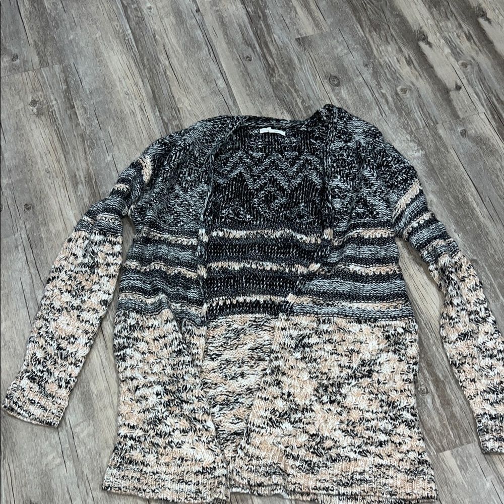 Maurices Black and Cream Patterned Cardigan